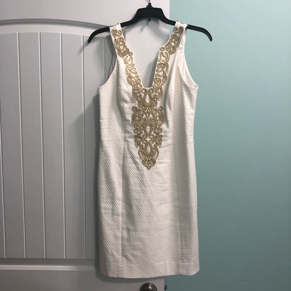 Lilly Pulitzer Shift Dress White and Gold - Picture 1 of 2